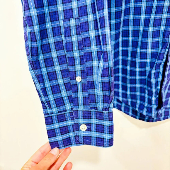 CHAPS – Blue & purple plaid button-down shirt • - Picture 5 of 9